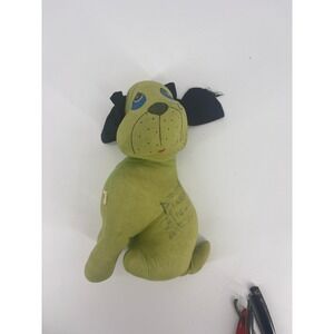 Vintage Green Dog Plush Toy Stuffed Animal Cartoon Character